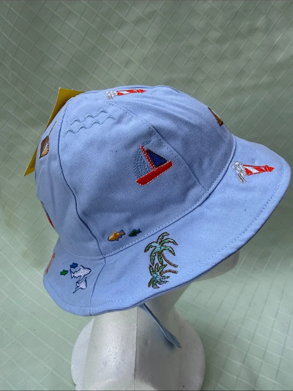 New GAP Light Blue Embroidered Nautical Cotton Bucket Hat